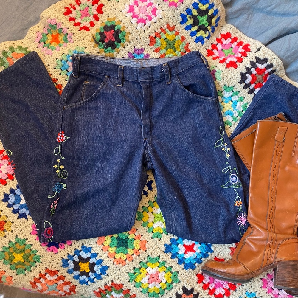 Vintage 70s embroidered jeans